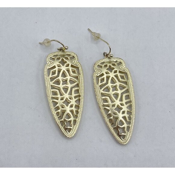 Kendra Scott Gold Tone Filigree Drop Earrings - Picture 1 of 4